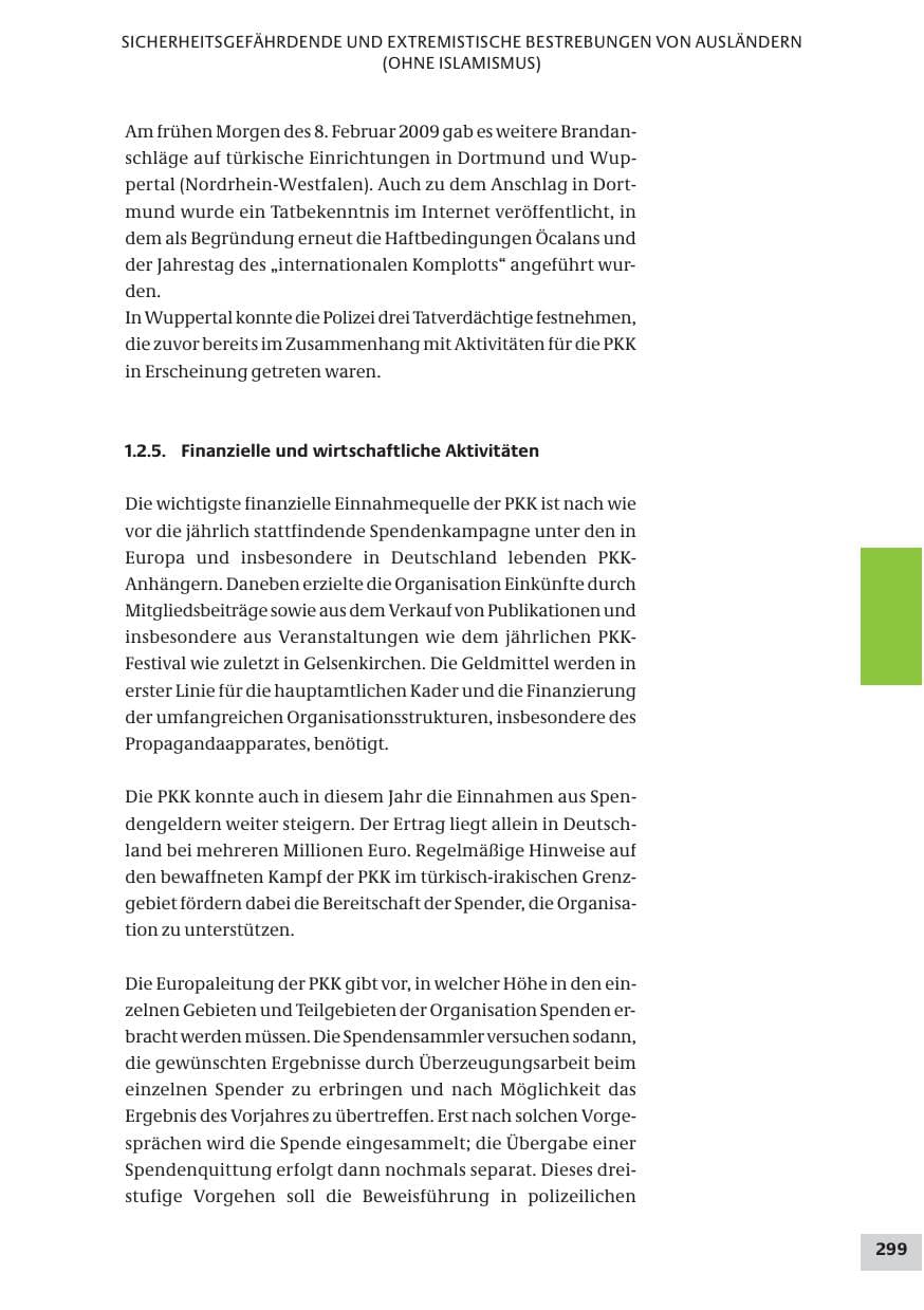 Seite 299 des Verfassungsschutzbericht 2009 Bund