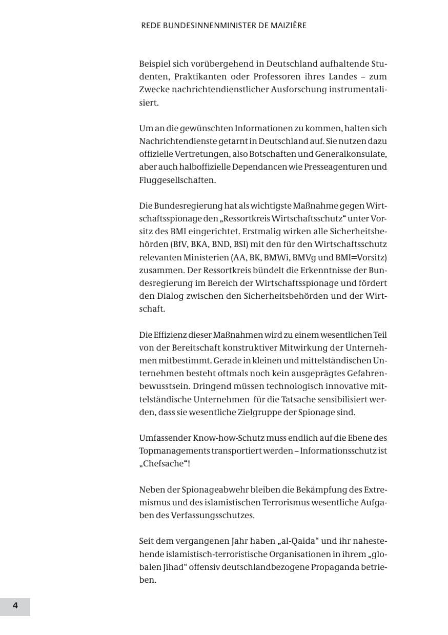 Seite 4 des Verfassungsschutzbericht 2009 Bund