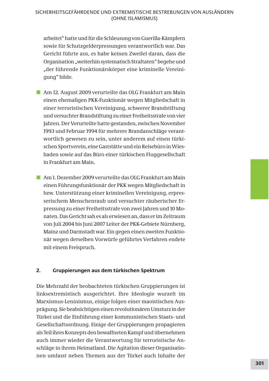 Seite 301 des Verfassungsschutzbericht 2009 Bund