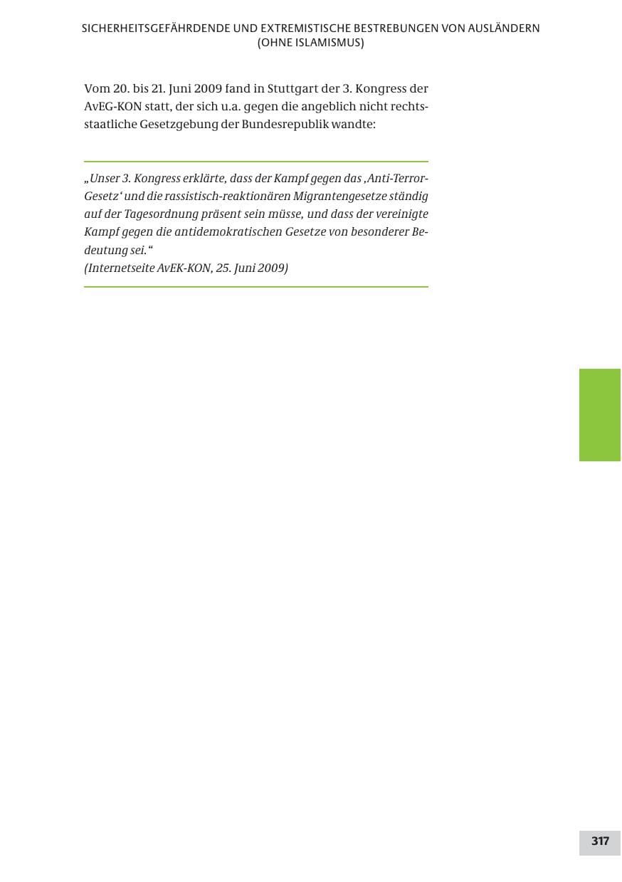 Seite 317 des Verfassungsschutzbericht 2009 Bund