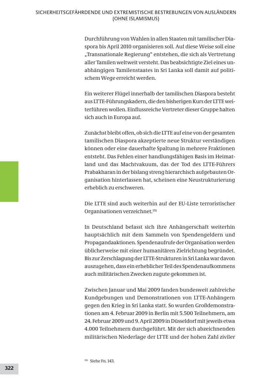 Seite 322 des Verfassungsschutzbericht 2009 Bund