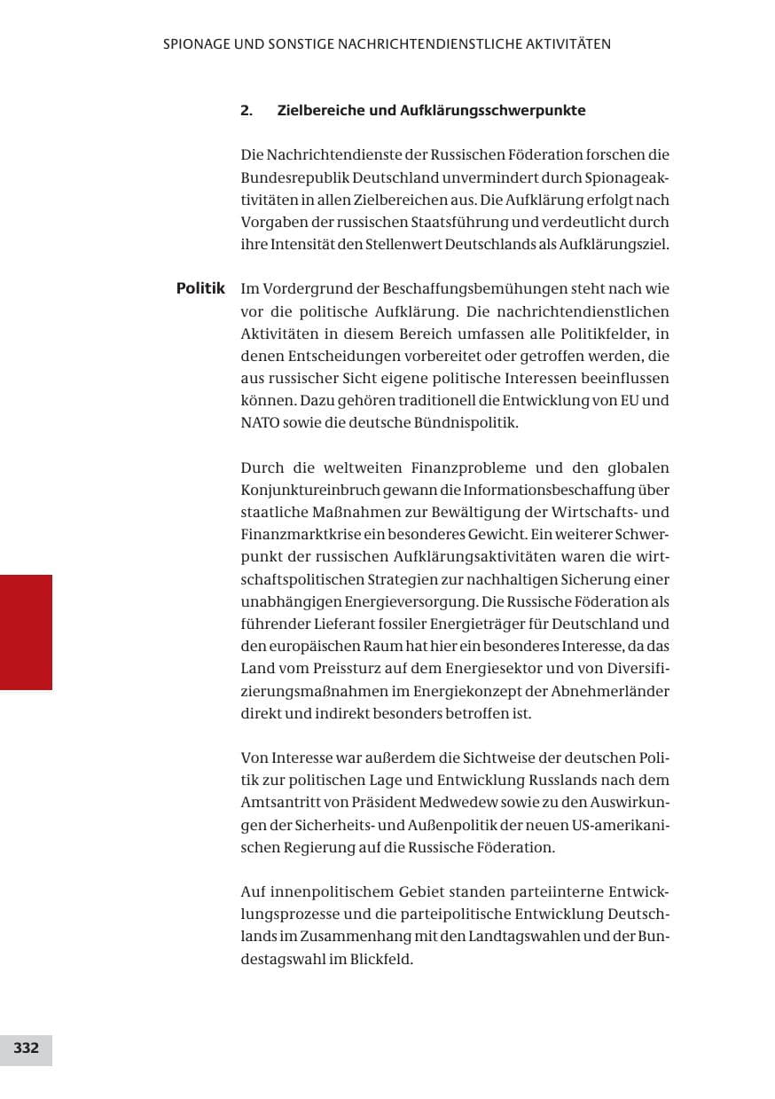 Seite 332 des Verfassungsschutzbericht 2009 Bund