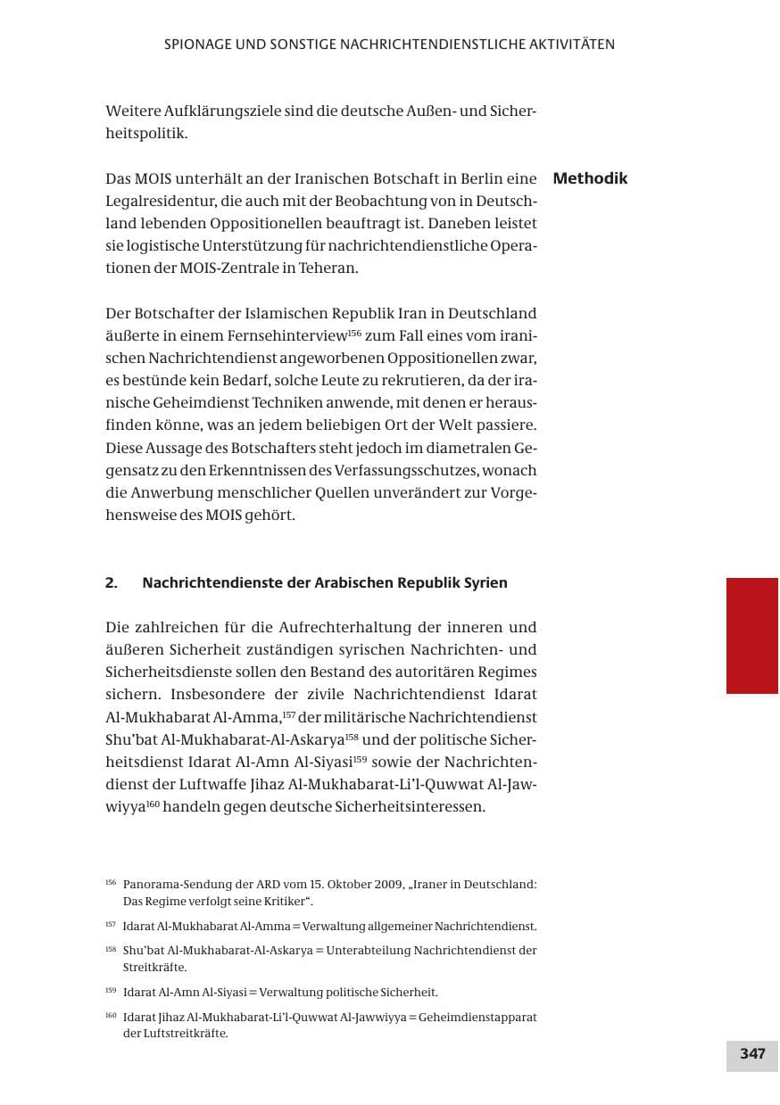 Seite 347 des Verfassungsschutzbericht 2009 Bund