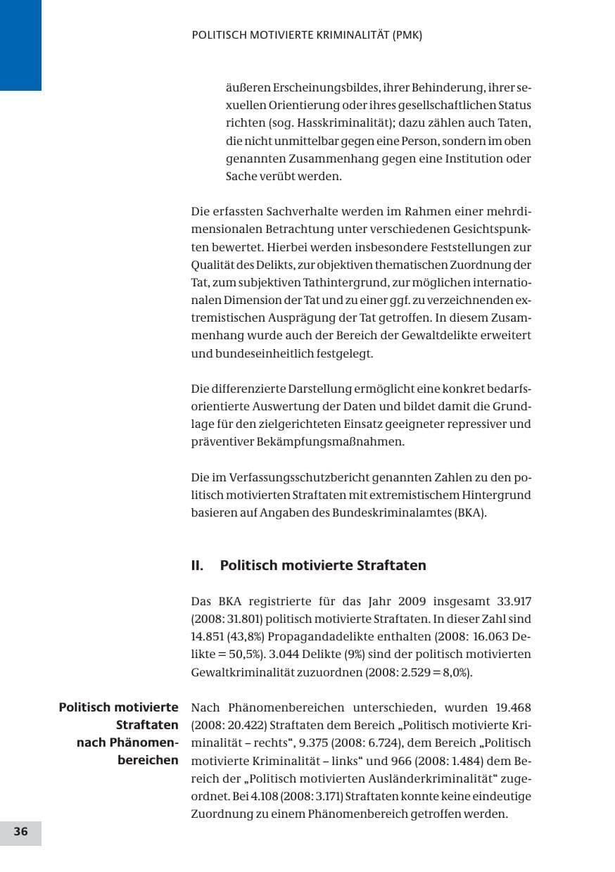 Seite 36 des Verfassungsschutzbericht 2009 Bund