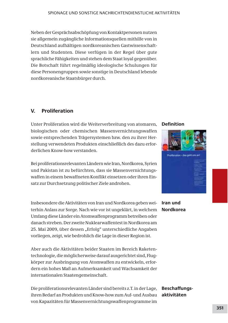 Seite 351 des Verfassungsschutzbericht 2009 Bund