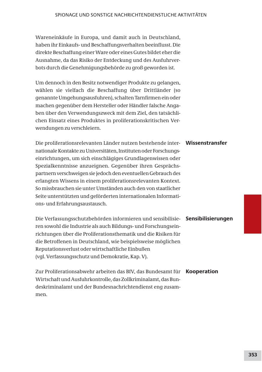 Seite 353 des Verfassungsschutzbericht 2009 Bund