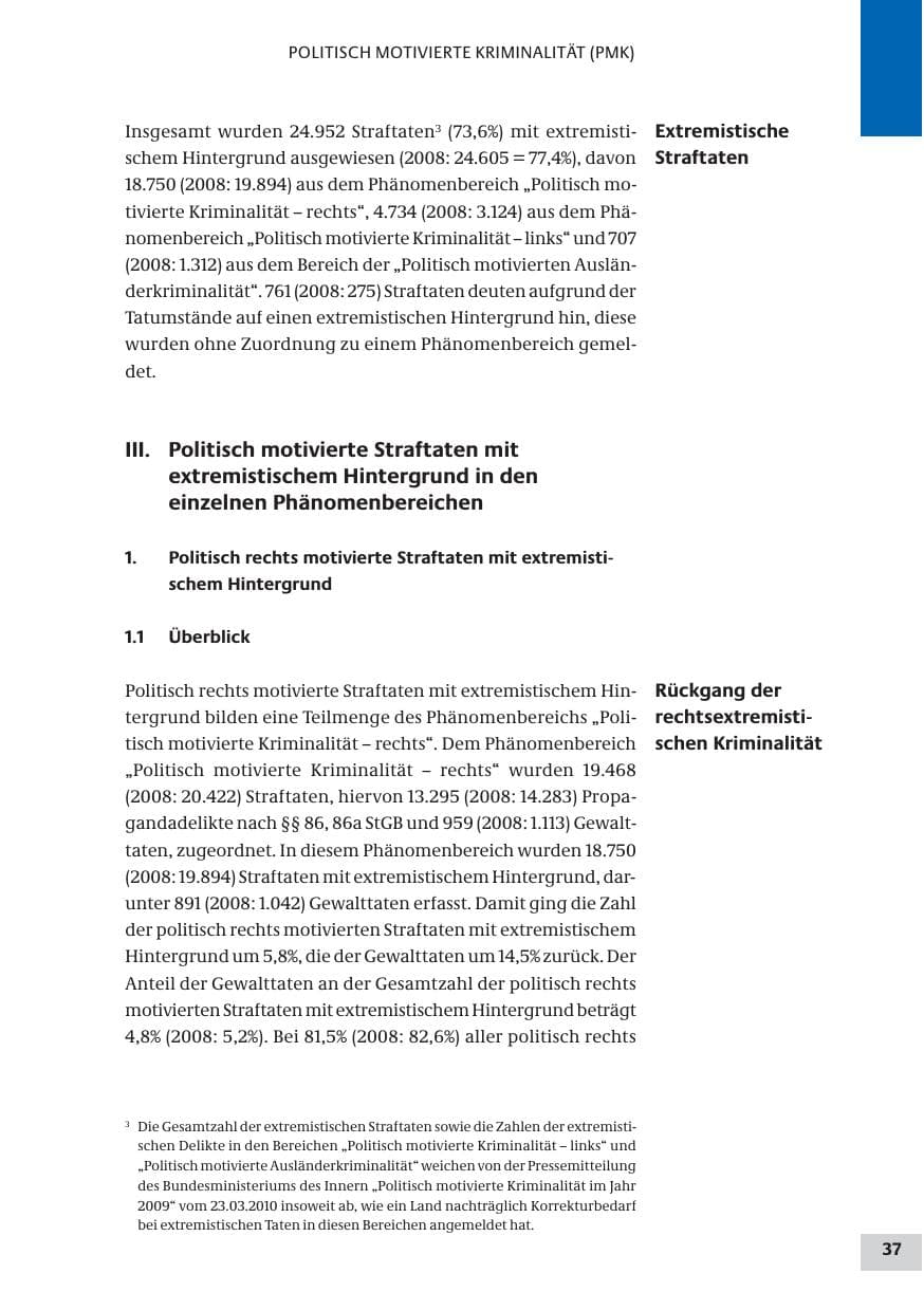 Seite 37 des Verfassungsschutzbericht 2009 Bund