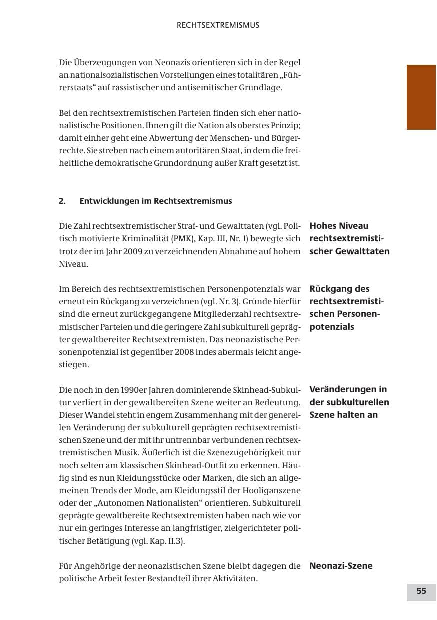Seite 55 des Verfassungsschutzbericht 2009 Bund