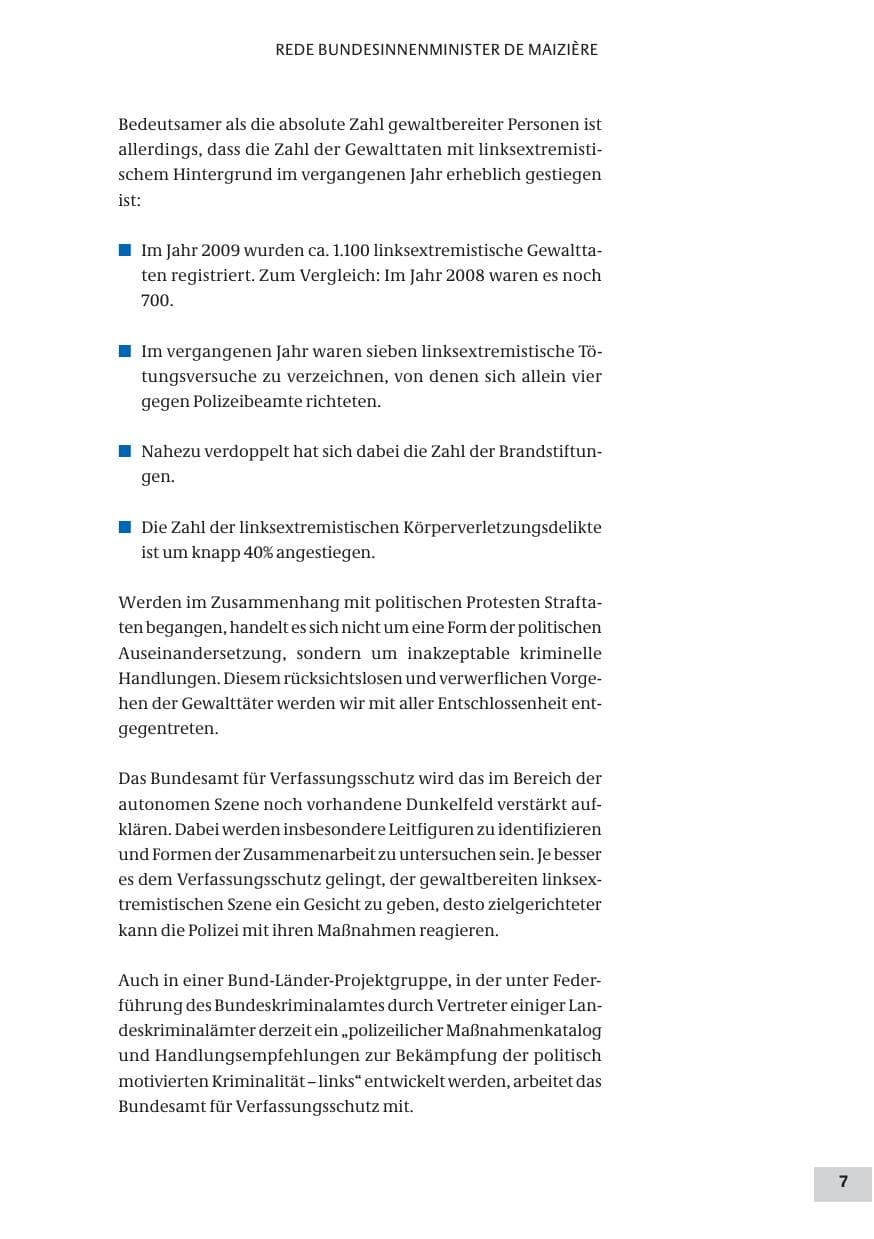 Seite 7 des Verfassungsschutzbericht 2009 Bund
