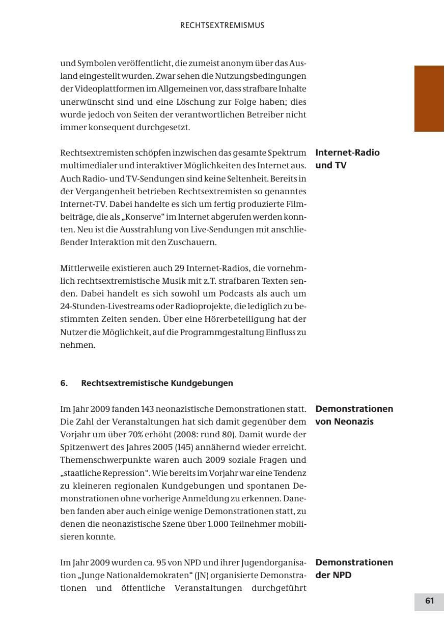 Seite 61 des Verfassungsschutzbericht 2009 Bund