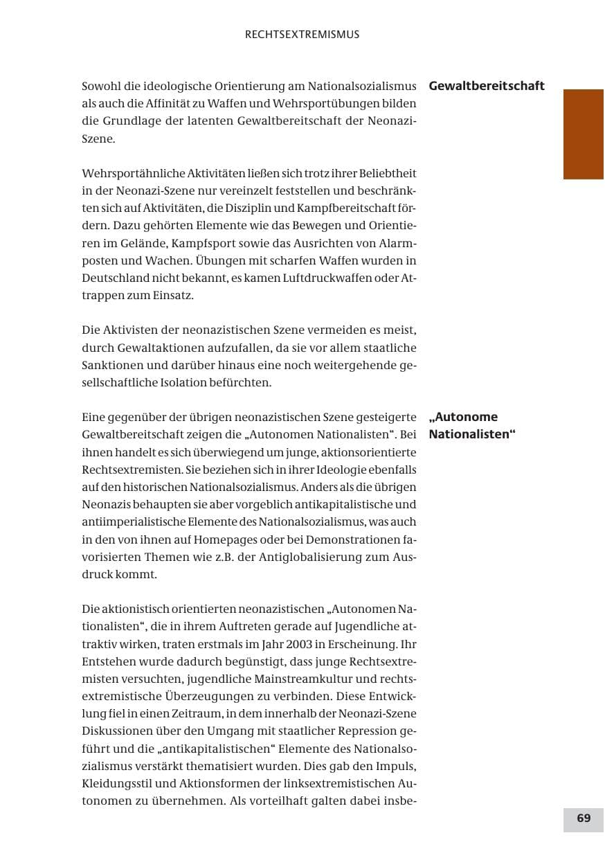 Seite 69 des Verfassungsschutzbericht 2009 Bund