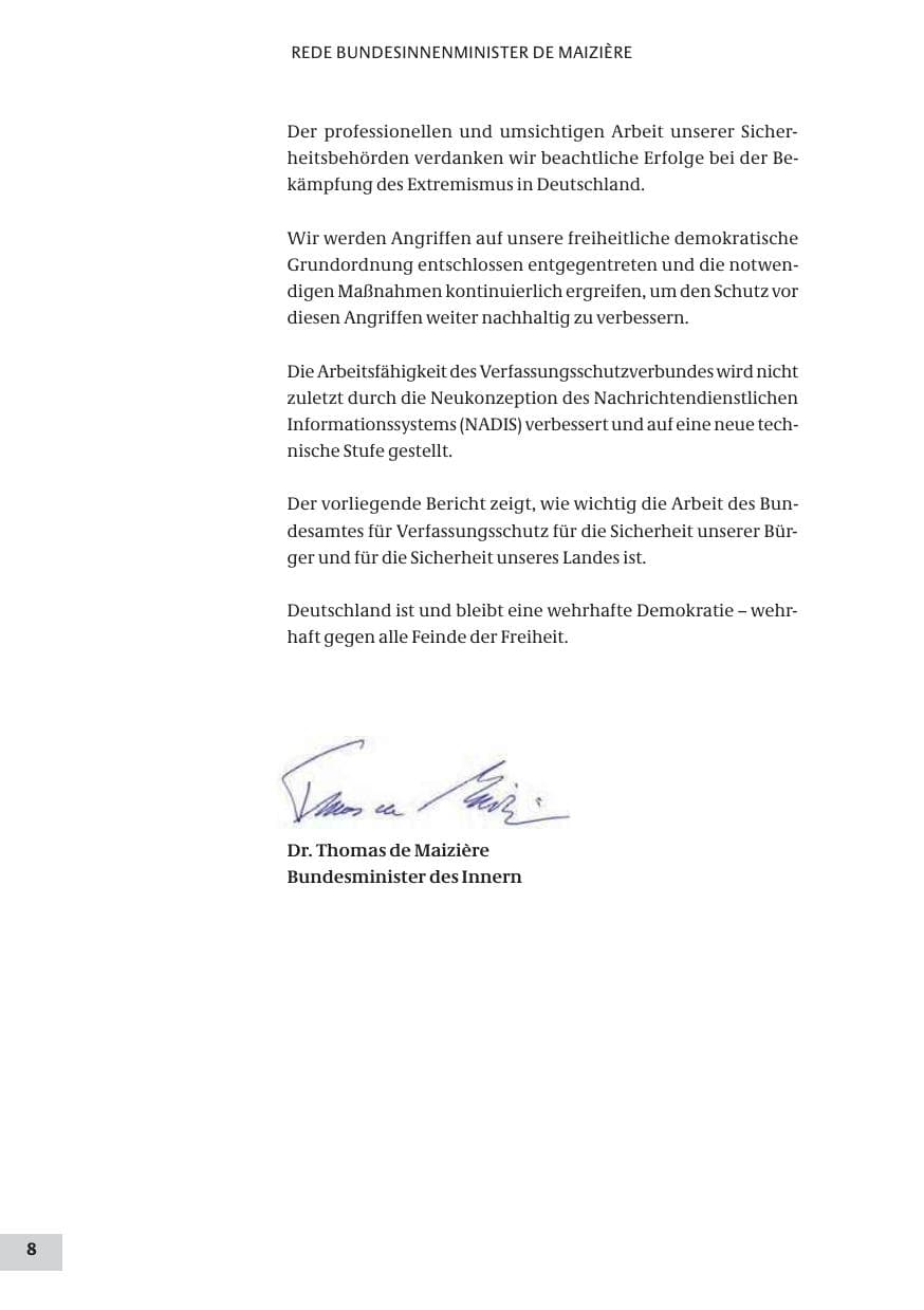 Seite 8 des Verfassungsschutzbericht 2009 Bund