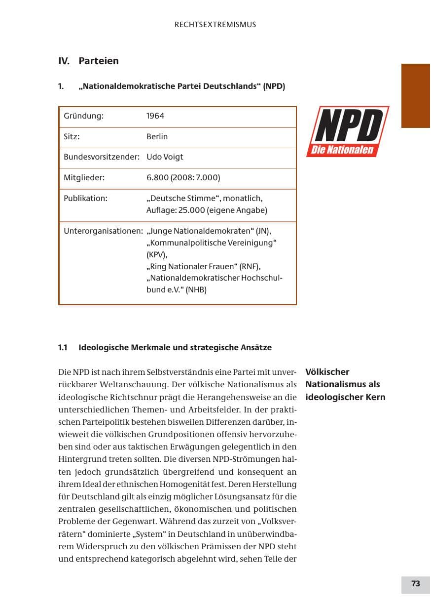 Seite 73 des Verfassungsschutzbericht 2009 Bund