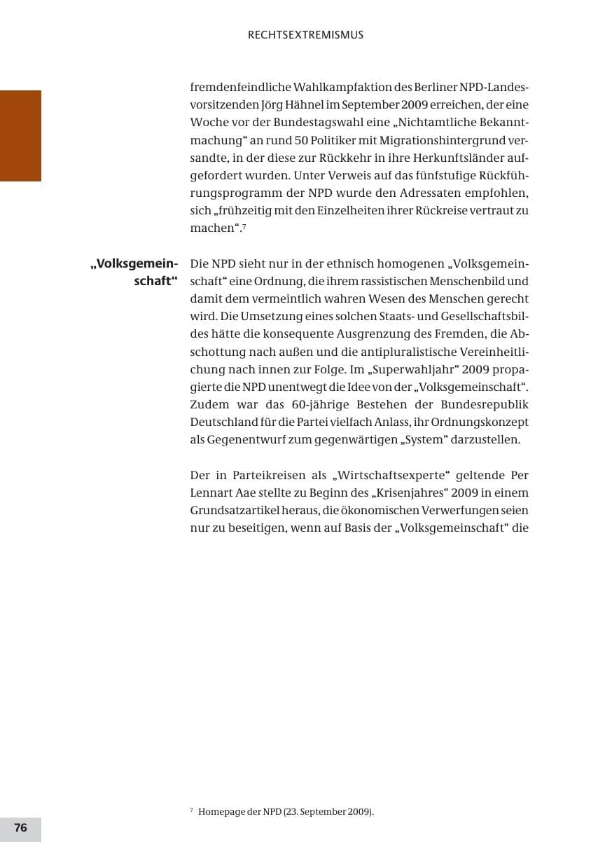 Seite 76 des Verfassungsschutzbericht 2009 Bund