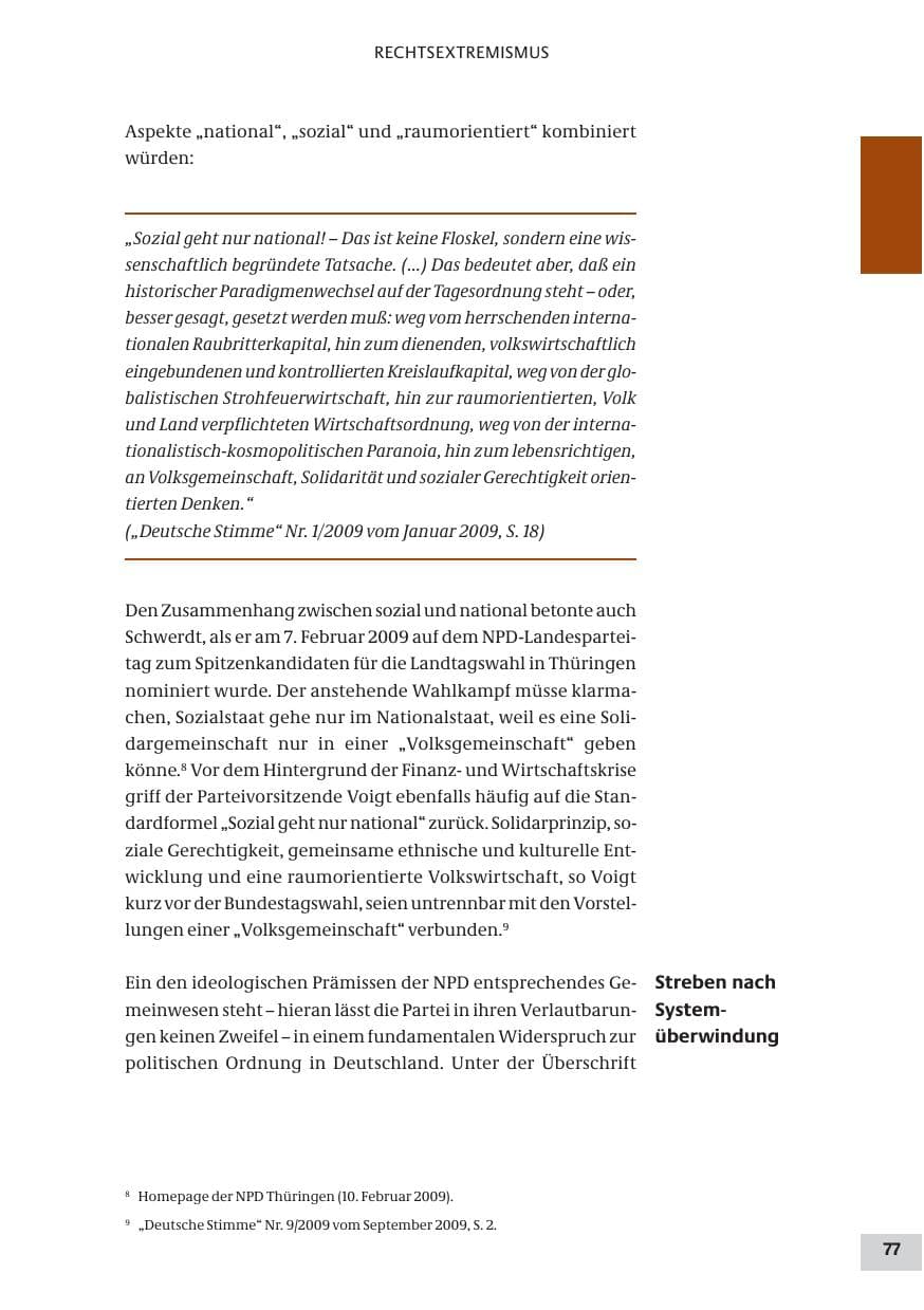 Seite 77 des Verfassungsschutzbericht 2009 Bund