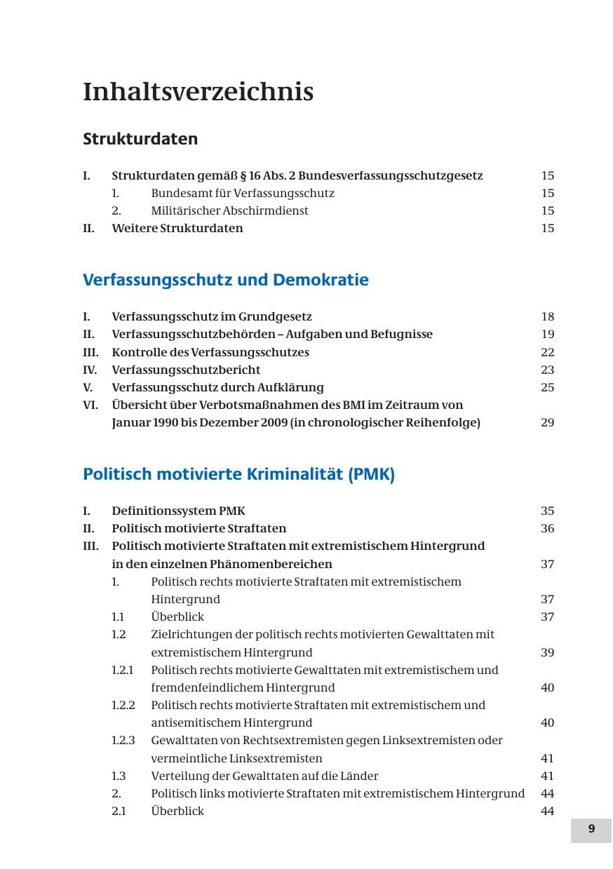 Seite 9 des Verfassungsschutzbericht 2009 Bund