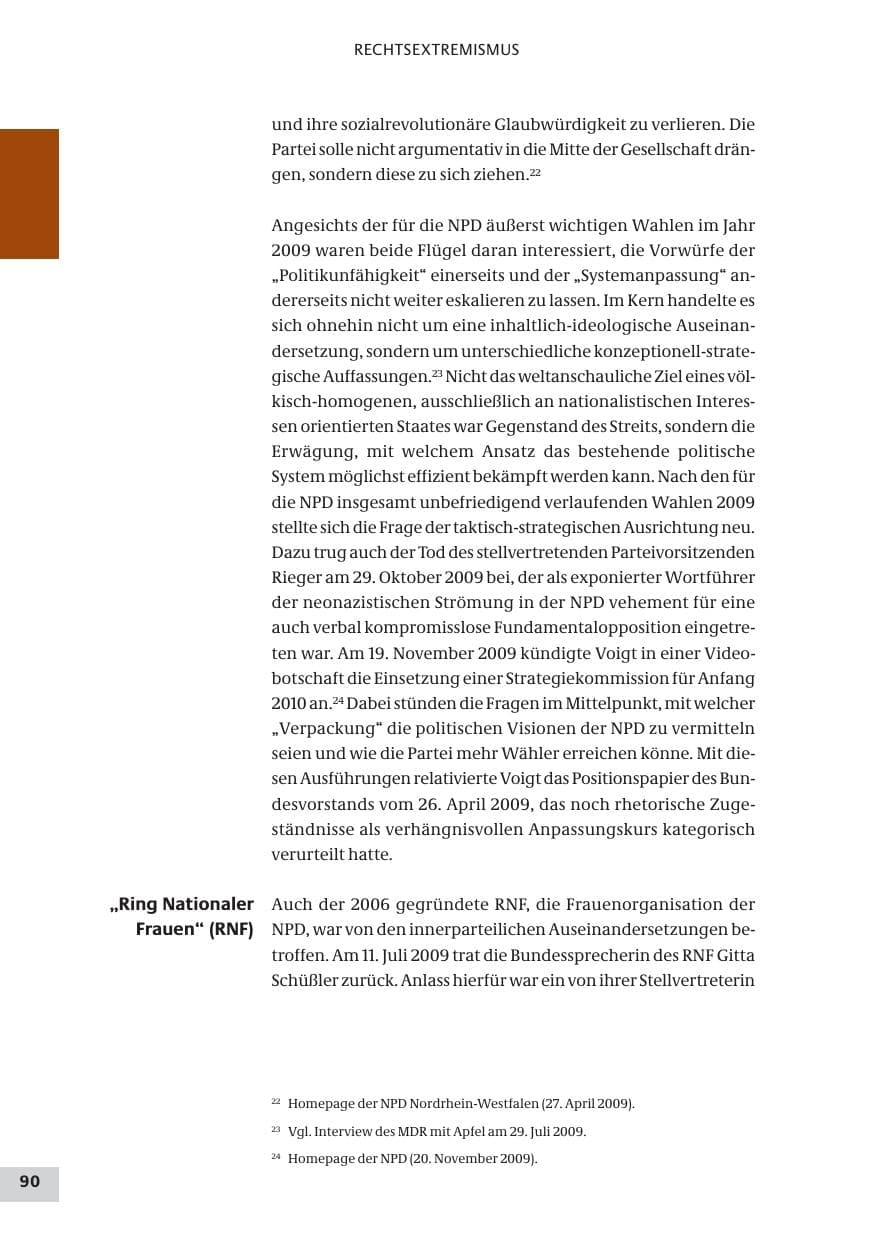 Seite 90 des Verfassungsschutzbericht 2009 Bund