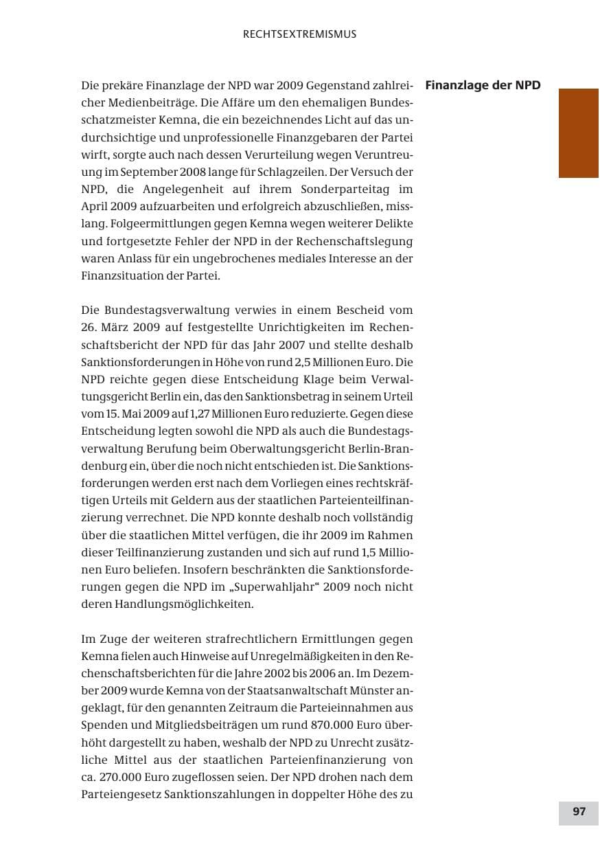 Seite 97 des Verfassungsschutzbericht 2009 Bund