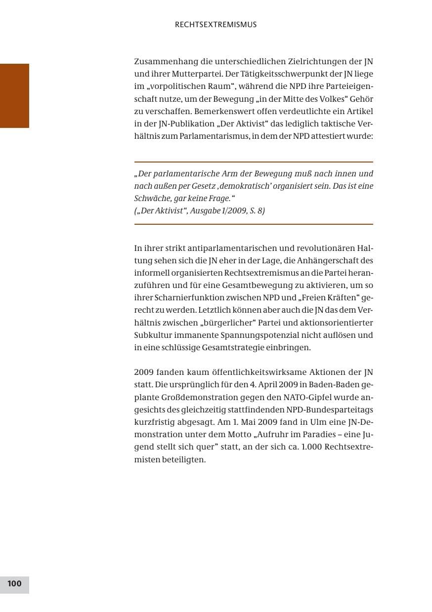 Seite 100 des Verfassungsschutzbericht 2009 Bund