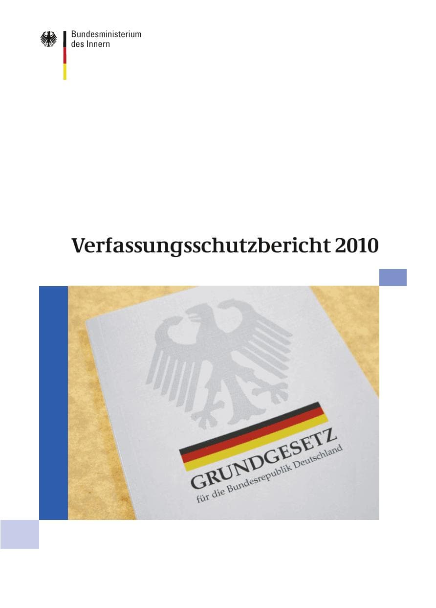 Seite 1 des Verfassungsschutzbericht 2010 Bund