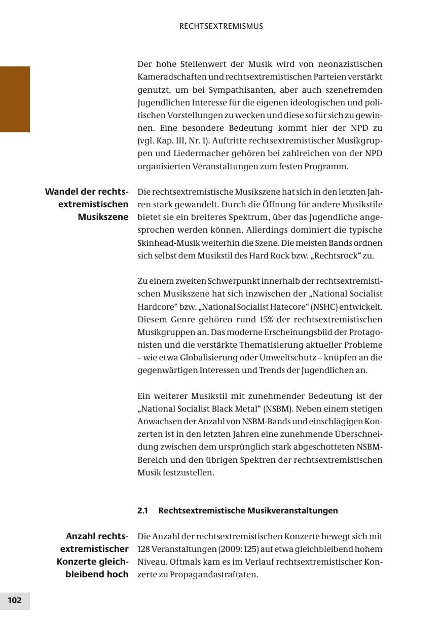 Seite 102 des Verfassungsschutzbericht 2010 Bund