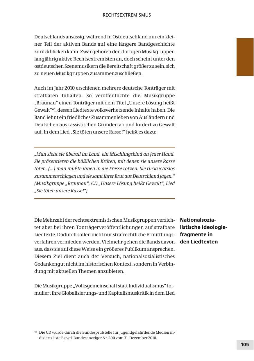 Seite 105 des Verfassungsschutzbericht 2010 Bund