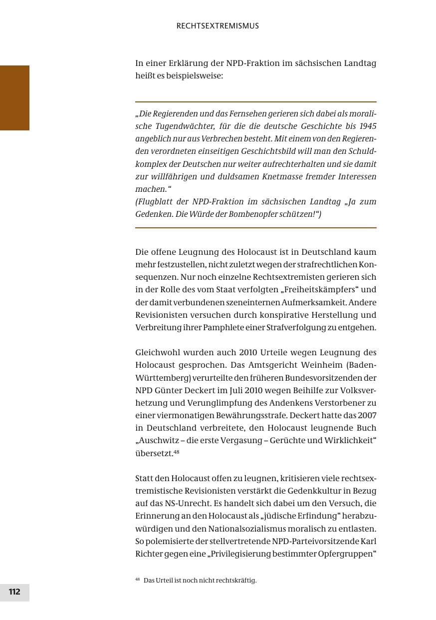 Seite 112 des Verfassungsschutzbericht 2010 Bund