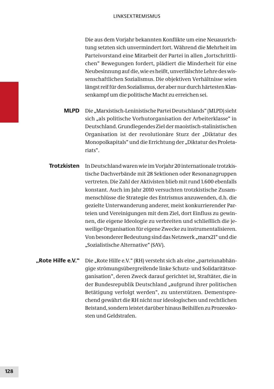 Seite 128 des Verfassungsschutzbericht 2010 Bund