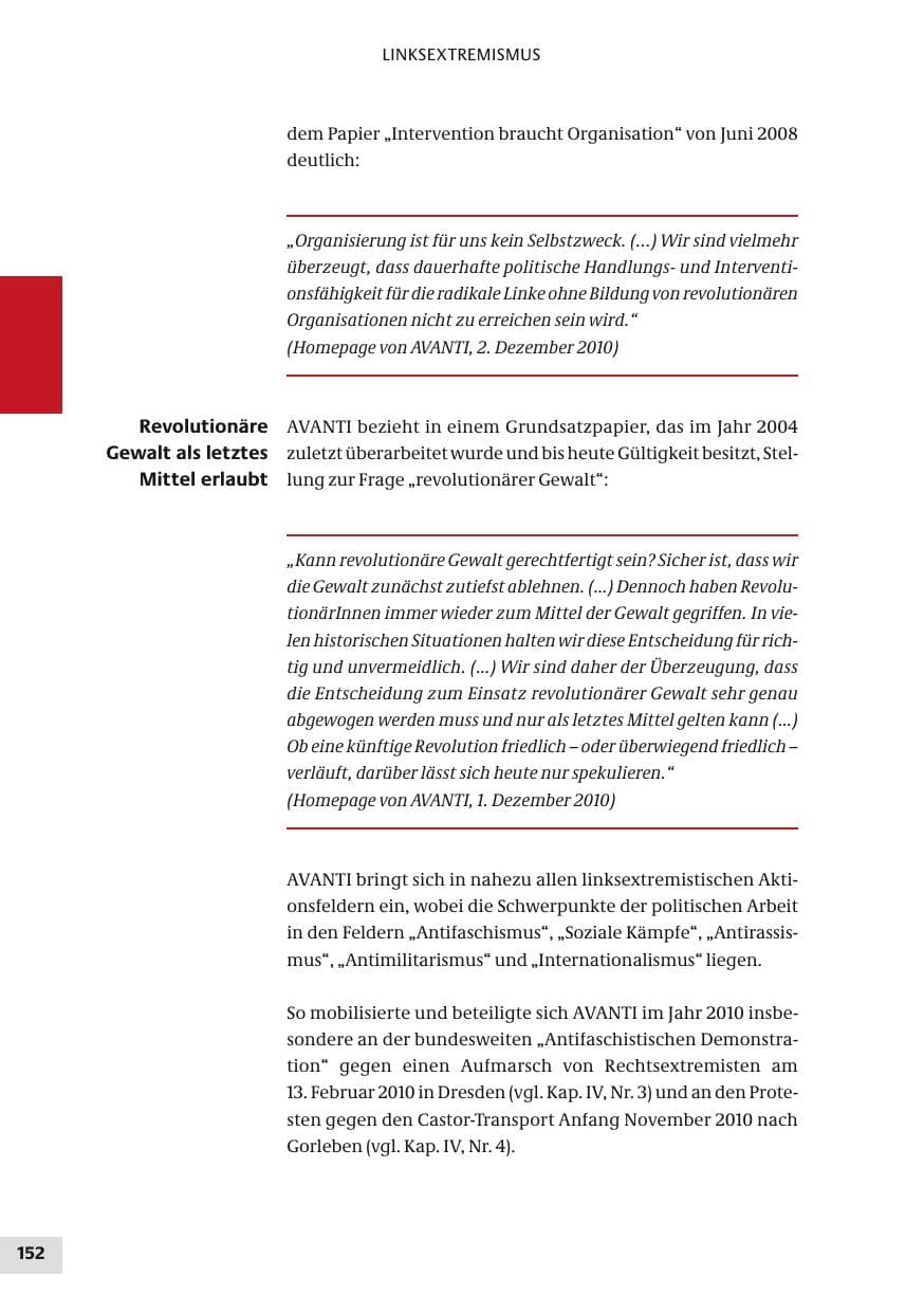 Seite 152 des Verfassungsschutzbericht 2010 Bund
