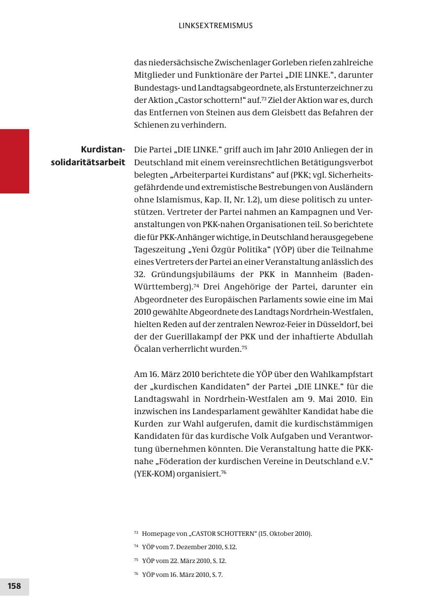 Seite 158 des Verfassungsschutzbericht 2010 Bund