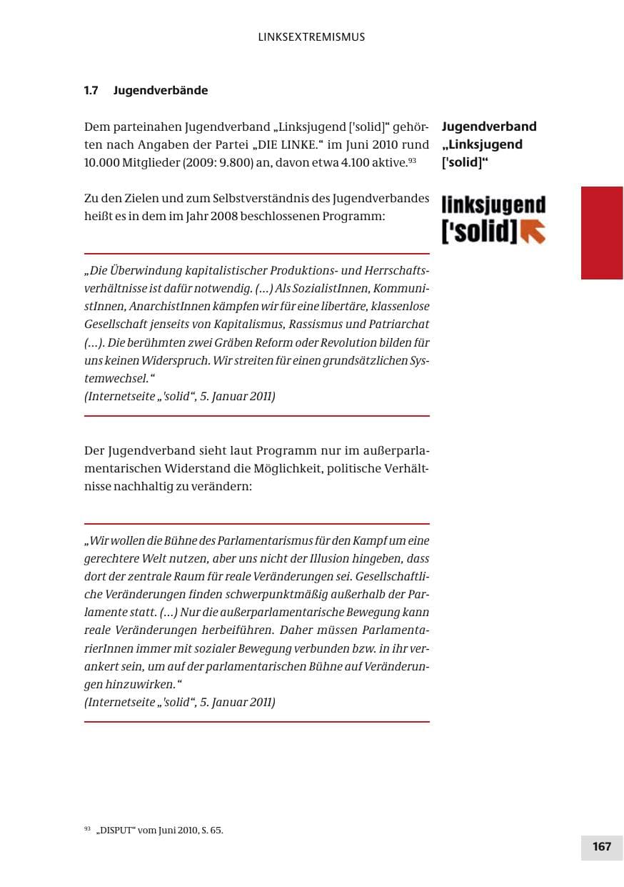 Seite 167 des Verfassungsschutzbericht 2010 Bund