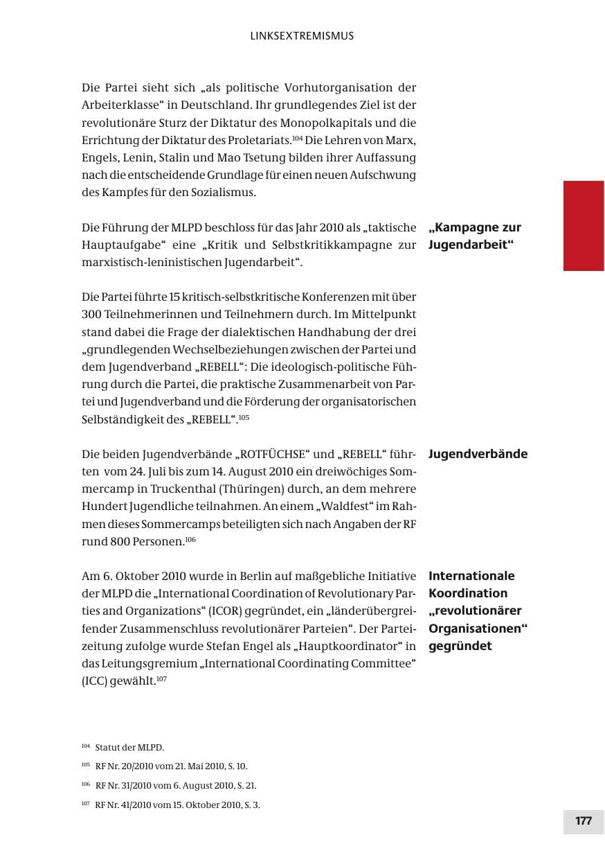 Seite 177 des Verfassungsschutzbericht 2010 Bund