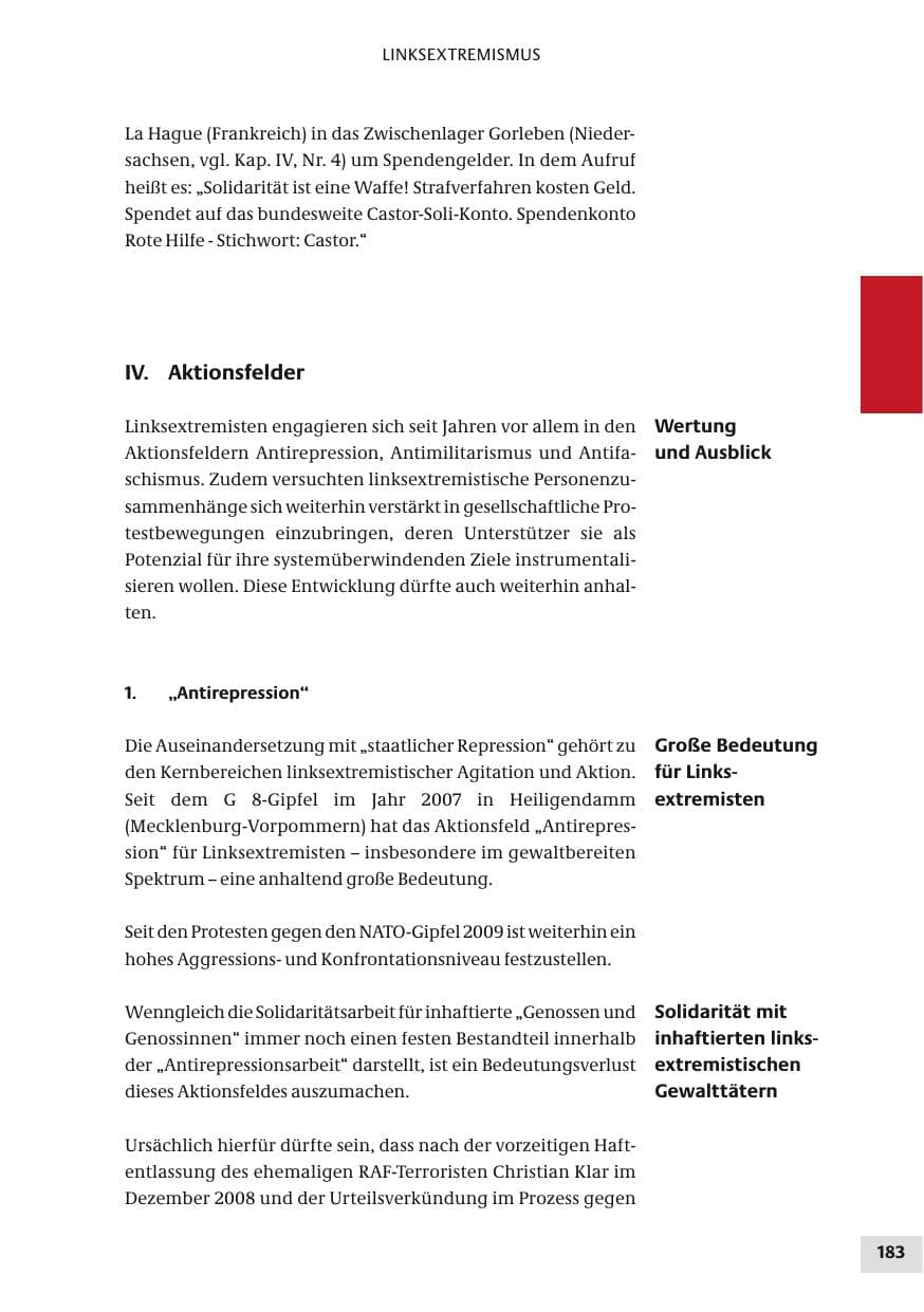 Seite 183 des Verfassungsschutzbericht 2010 Bund