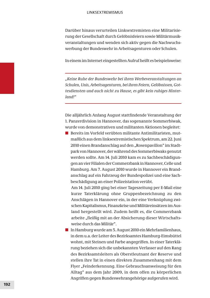 Seite 192 des Verfassungsschutzbericht 2010 Bund