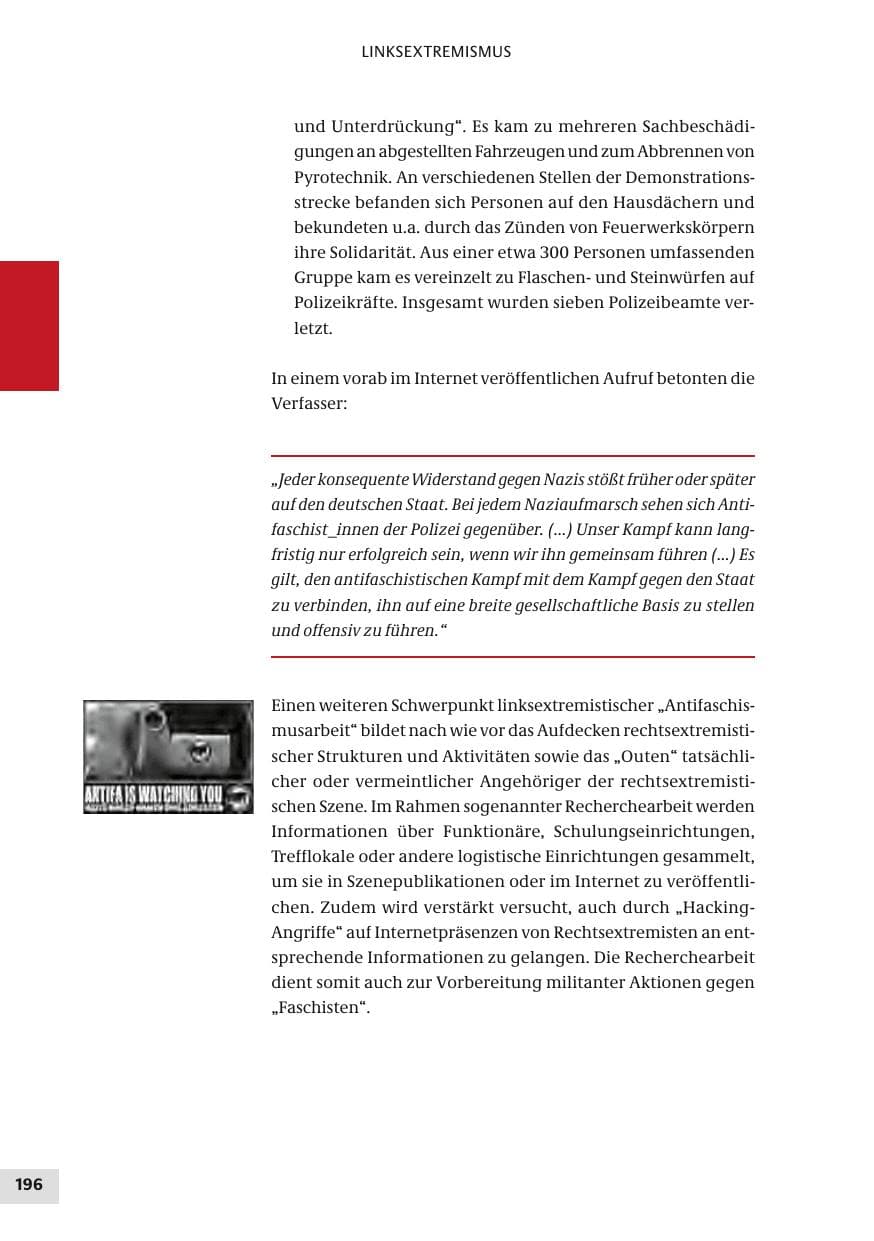 Seite 196 des Verfassungsschutzbericht 2010 Bund