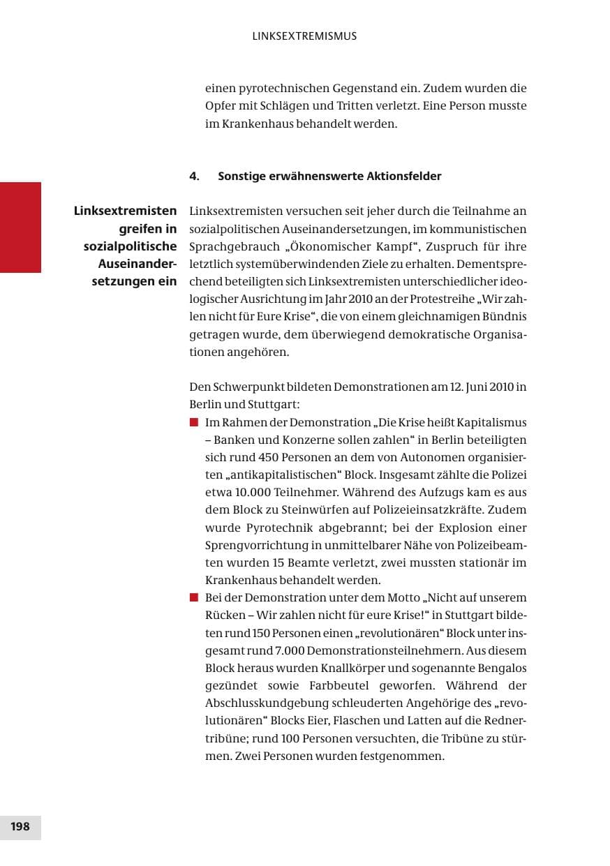 Seite 198 des Verfassungsschutzbericht 2010 Bund