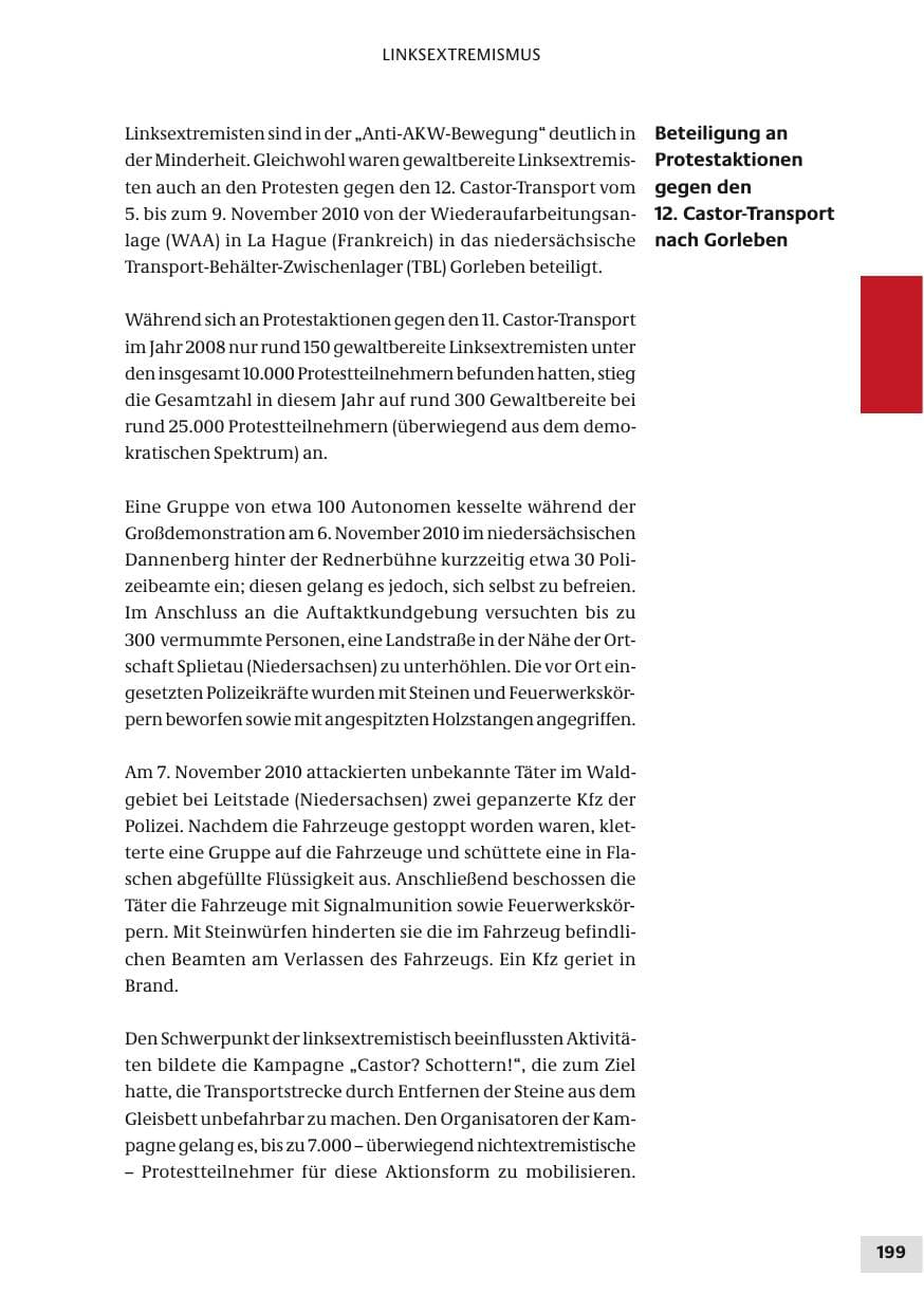 Seite 199 des Verfassungsschutzbericht 2010 Bund