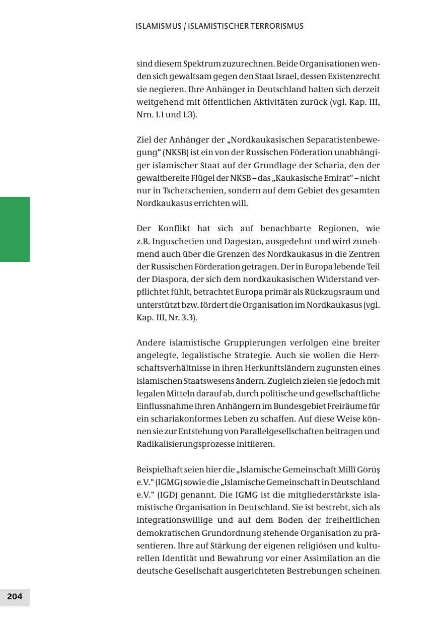 Seite 204 des Verfassungsschutzbericht 2010 Bund