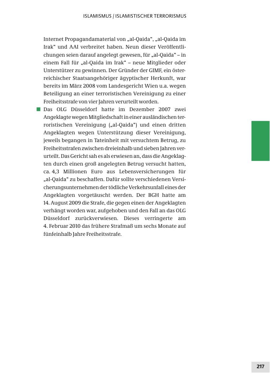 Seite 217 des Verfassungsschutzbericht 2010 Bund