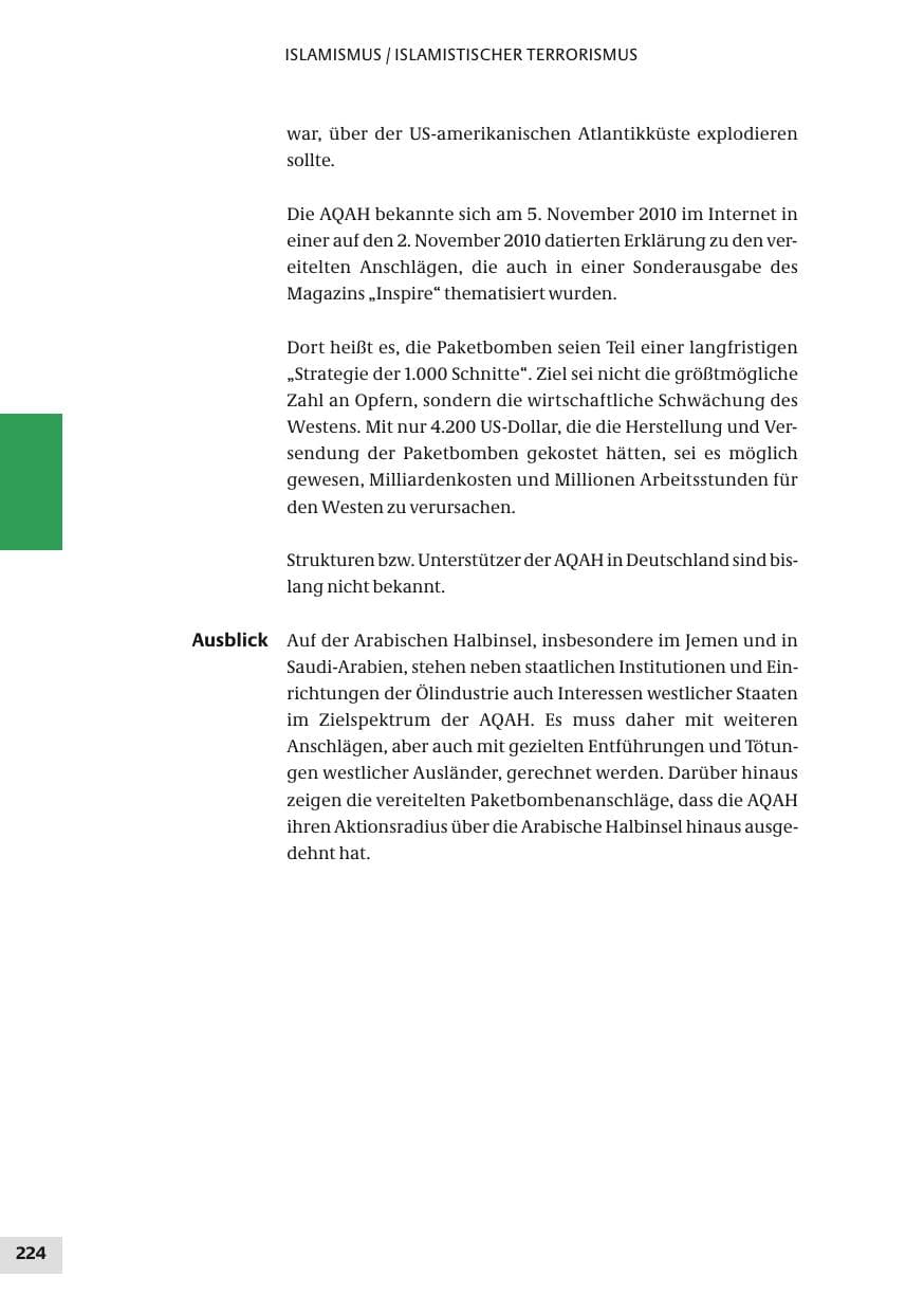 Seite 224 des Verfassungsschutzbericht 2010 Bund