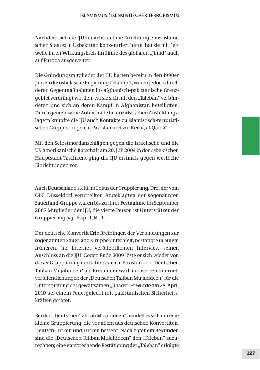 Seite 227 des Verfassungsschutzbericht 2010 Bund