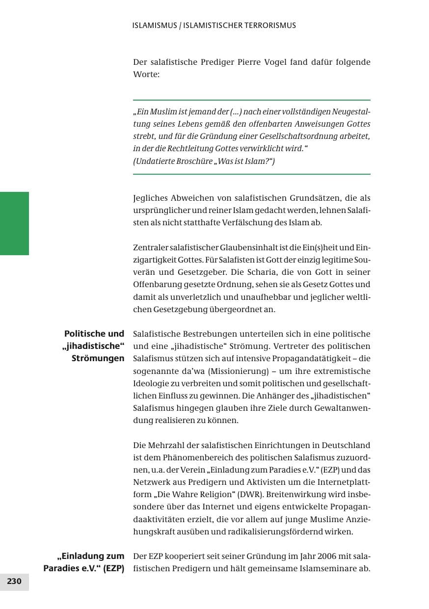 Seite 230 des Verfassungsschutzbericht 2010 Bund