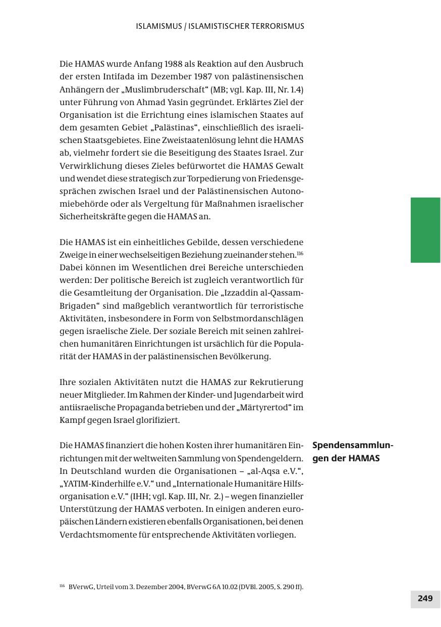 Seite 249 des Verfassungsschutzbericht 2010 Bund