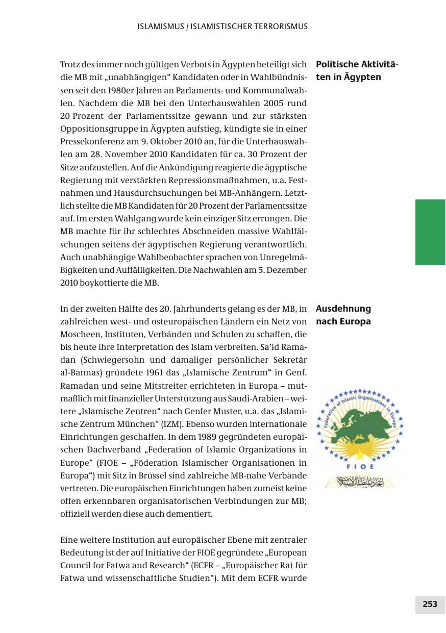 Seite 253 des Verfassungsschutzbericht 2010 Bund