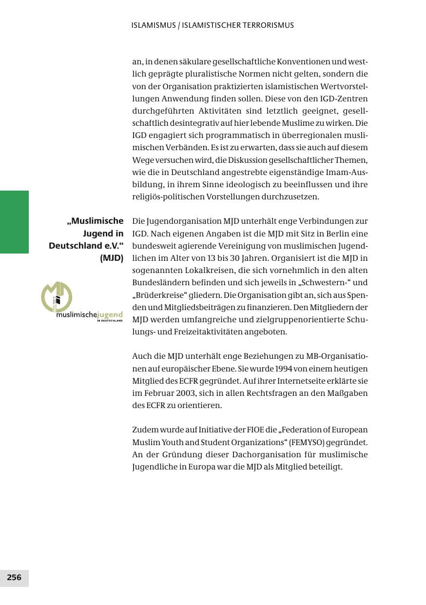 Seite 256 des Verfassungsschutzbericht 2010 Bund