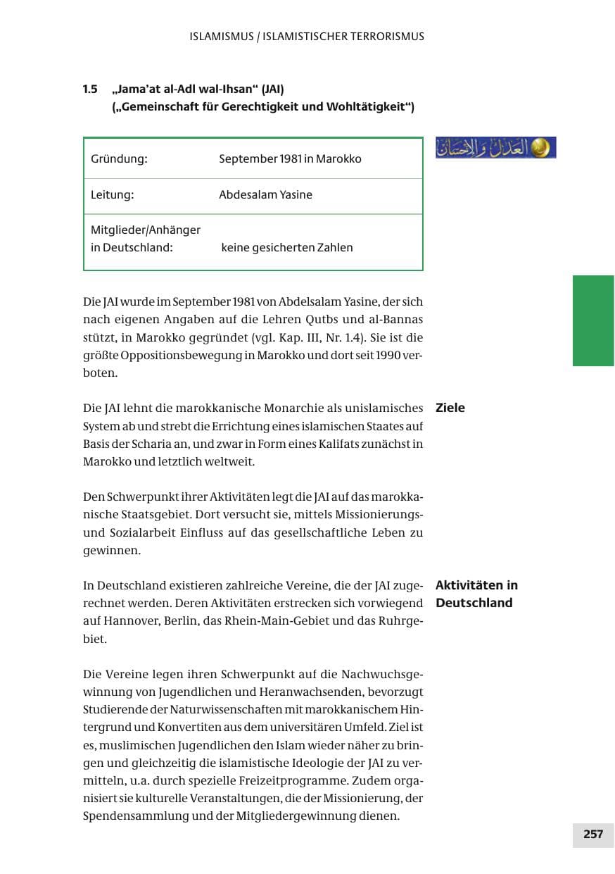 Seite 257 des Verfassungsschutzbericht 2010 Bund