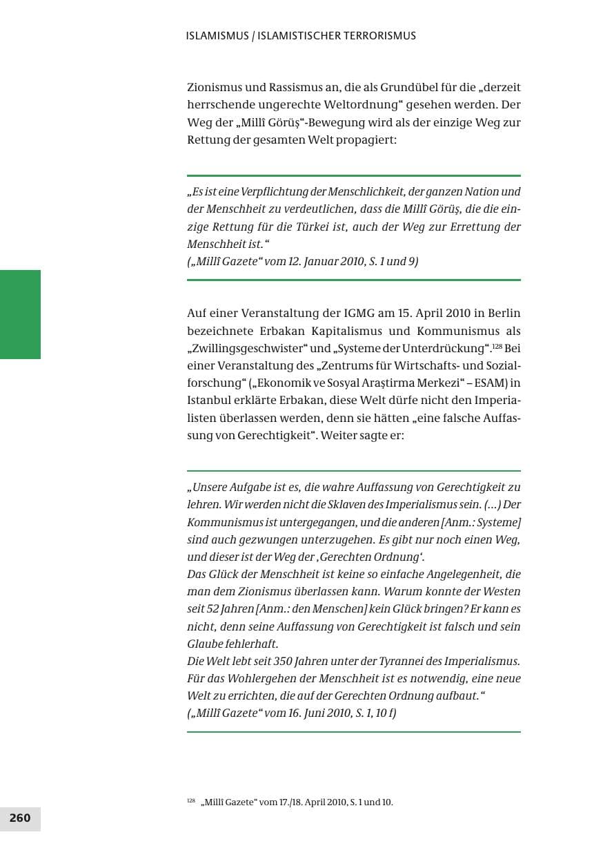 Seite 260 des Verfassungsschutzbericht 2010 Bund