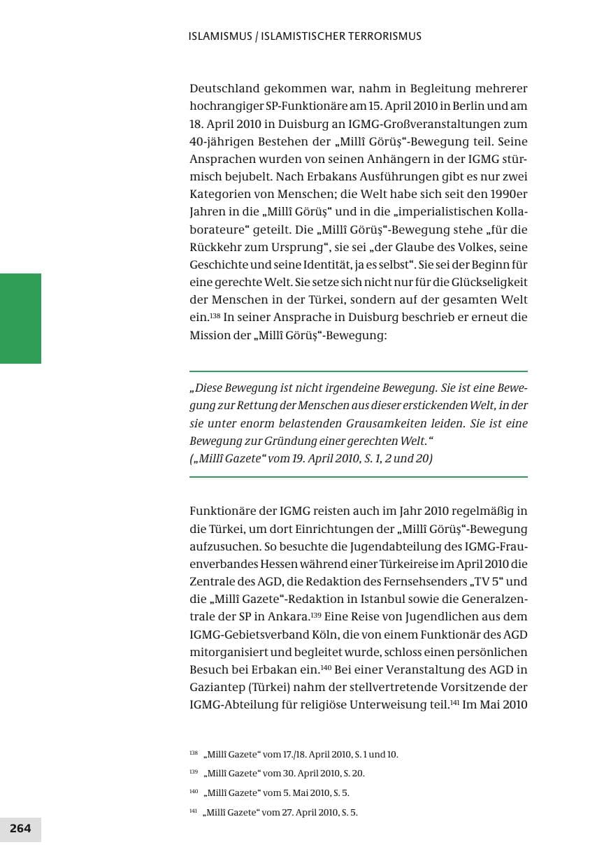 Seite 264 des Verfassungsschutzbericht 2010 Bund