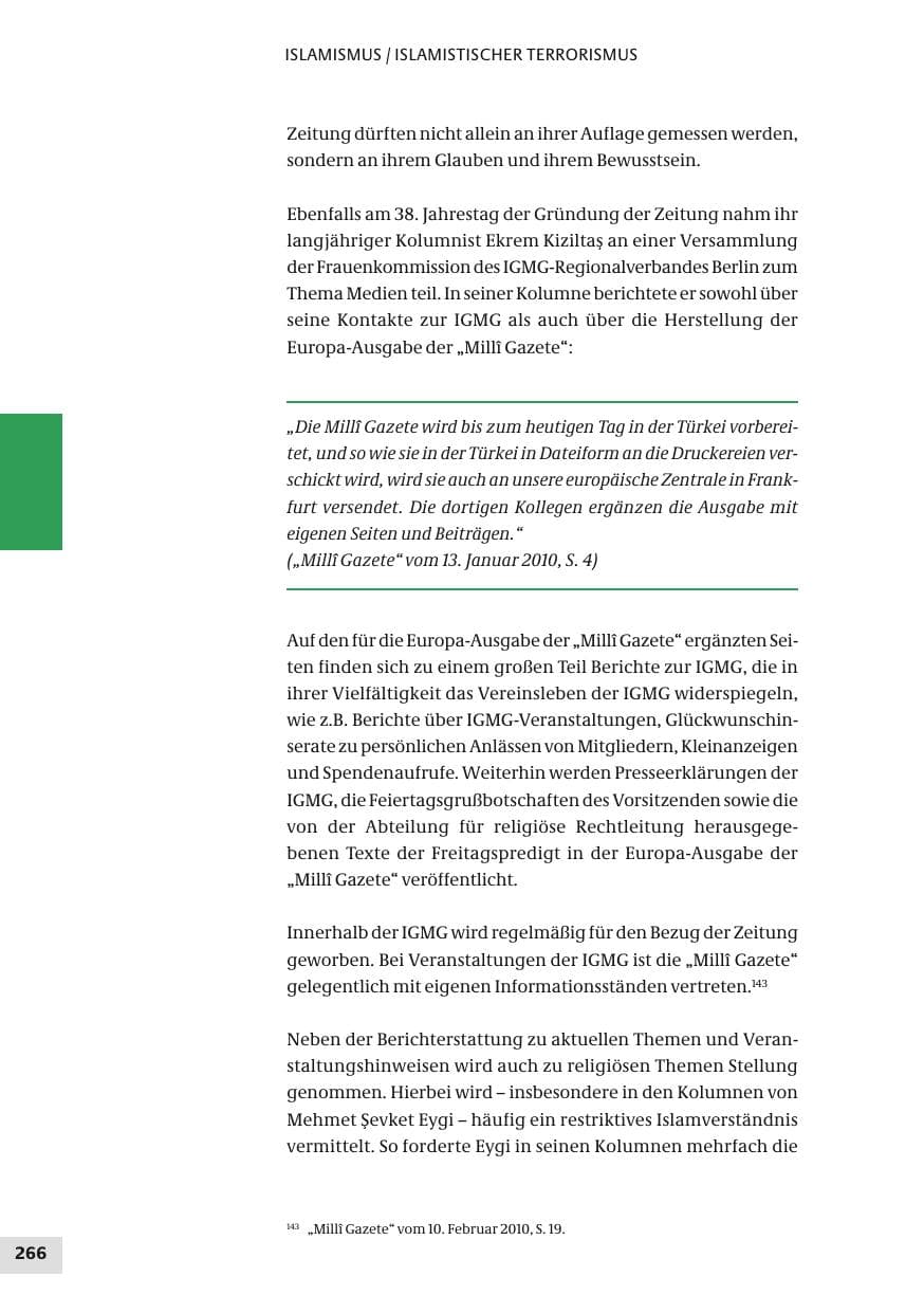 Seite 266 des Verfassungsschutzbericht 2010 Bund