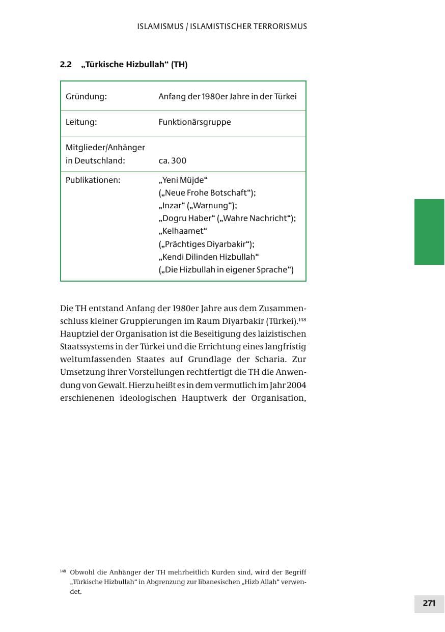 Seite 271 des Verfassungsschutzbericht 2010 Bund